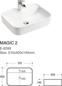 Comad Keramické umývadlo na dosku UM-6289 MAGIC 50, biela