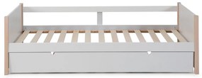 Detská posteľ z borovicového dreva s výsuvným lôžkom v bielo-prírodnej farbe 90x190 cm Kiara – Marckeric