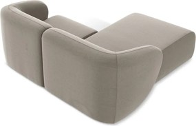 Svetlohnedá zamatová rohová pohovka (ľavý roh/s leňoškou) Lani – Makamii