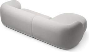 Svetlosivá zamatová rohová pohovka (ľavý roh/s leňoškou) Kate – Micadoni