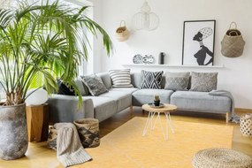 Koberec šnúrkový SIZAL PATIO ploské tkanie 3075 romby žltý / béžový