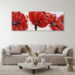 Obraz na plátně Malované červené máky - 120x40 cm