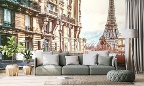 Tapeta pohľad na Eiffelovu vežu z ulice Paríža - 150x100