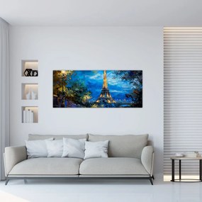 Obraz - Olejomaľba Eiffelovej veže (120x50 cm)