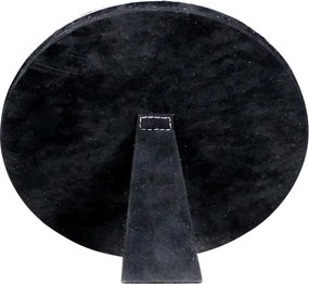 Stolové zrkadlo Minna s lemovaním z hovädzej kože čierna/ biela - 25*13*25cm