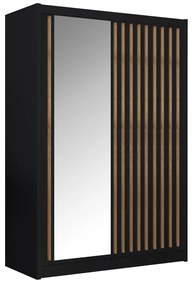 Kondela Skriňa s posuvnými dverami, čierna/dub craft, 150x215 cm, LADDER