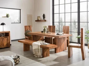 furniture-nabytek.cz - Masívna lavica Country z mangového dreva, lakovaná, hnedá – 190 cm