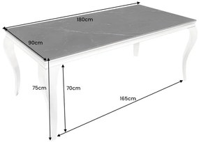 Dizajnový jedálenský stôl Rococo 180 cm čierny kameň / strieborný