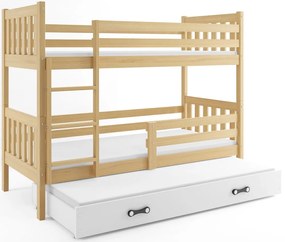 Poschodová posteľ s prístelkou CARINO 3 - 190x80cm - Borovica - Biela
