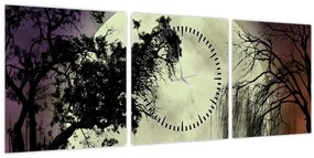 Obraz - Spln nad hladinou (s hodinami) (90x30 cm)