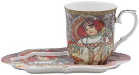 HOME ELEMENTS Porcelánový hrnček 360 ml, s podšálkou, Mucha Jeseň