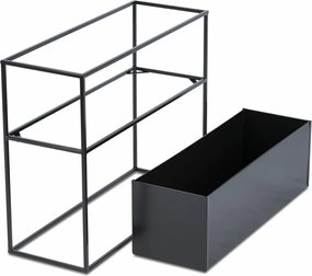 KOVOVÝ KVETINÁČ SO STOJANOM RECT 50X24X64 CM ČIERNA