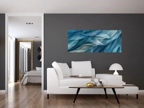 Obraz - Modrobiele vlnky (120x50 cm)