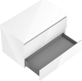 Mexen Orio, kúpeľňová skrinka 80 cm s hornou časťou, 2 zásuvky, biela lesklá, 91A10-08047-2-BFFC00