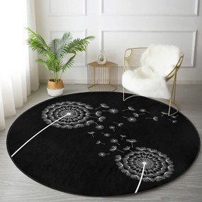 Čierny prateľný okrúhly koberec vhodný pre robotické vysávače ø 120 cm Comfort – Mila Home