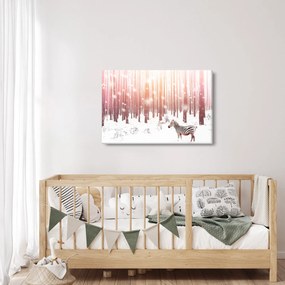 Obraz - Zebra v zasneženom lese (90x60 cm)