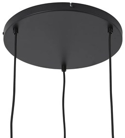 Závesná lampa čierna s jantárovým, dymovým a čírym sklom 3-Lights - Elena