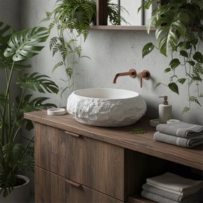 Rea Mika Ivory, umývadlo na dosku 500x380x150 mm, ecru-imitácia kameňa, REA-U7350