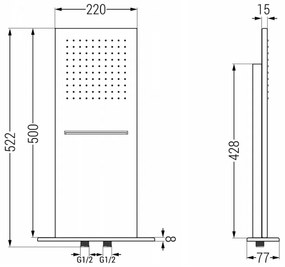 Mexen Waterfall sprchová nerezová hlavica Slim 50 x 22 cm, grafitová, 79190-66