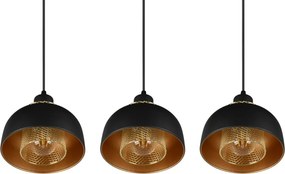 Závesné stropné osvetlenie Punch, čierno-zlatá, 3 svietidlá