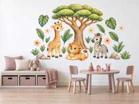 Safari zvířátka pod akácií arch 50 x 100 cm