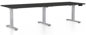 Výškovo nastaviteľný stôl OfficeTech Long, 240 x 80 cm, sivá podnož, čierna