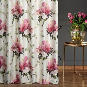 Krásny krémový zatemňujúci záves s motívom kvetov Dĺžka: 250 cm