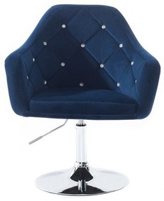 LuxuryForm DESIGN Kreslo ROMA VELUR na striebornom tanieri - modré