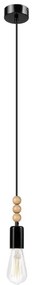 Luster na lanku SIMON 1xE27/60W/230V čierna/buk
