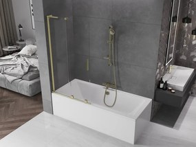Mexen Velar L, 2-krídlová posuvná vaňová zástena 95 x 150 cm, 8mm číre sklo, zlatý matný profil, 896-095-003-01-55