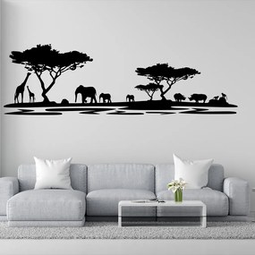 Veselá Stena Samolepka na stenu na stenu Africké safari Farba: čierna, Veľkosť: 80 x 26 cm