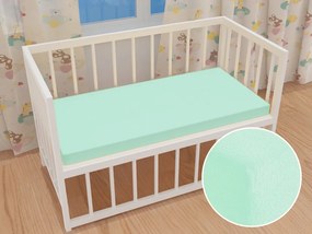 Detské froté napínacie prestieradlo do postieľky FR-034 Mintové 80 x 140 x 10 cm - do postieľky
