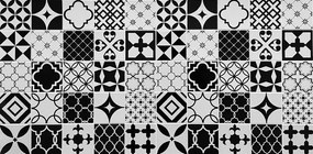 Obkladové panely 3D PVC 0003, rozmer 960 x 485 mm, mozaika Barcelona čierno-biela, IMPOL TRADE