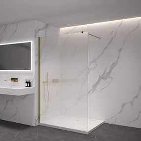 CERANO - Sprchová zástena Walk-in Onyx Ľ/P - guľatá vzpera - zlatá kartáčovaná, ryhované sklo - 50x200 cm, CER-CER-8050BD335