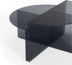 Sivé sklenené okrúhle konferenčné stolíky v súprave 2 ks ø 80 cm Velta – MOME