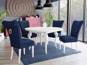 Stôl Julia FI 120 so 4 stoličkami ST65, Farby: biela, Farby: zlatý, Farby:: biely lesk, Potah: Magic Velvet 2216
