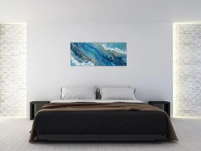 Obraz - Bledomodrý mramor so zlatom II. (120x50 cm)
