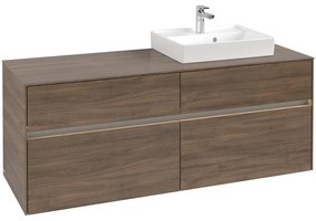 VILLEROY &amp; BOCH Collaro závesná skrinka pod umývadlo na dosku (umývadlo vpravo), 4 zásuvky, s LED osvetlením, 1400 x 500 x 548 mm, Arizona Oak, C075B0VH