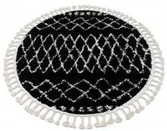 styldomova Čierny shaggy koberec Berber Ethnic G3802 kruh