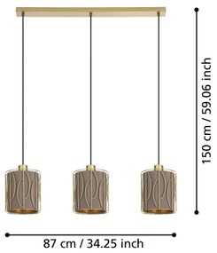 Eglo 390207 - Luster na lanku COROJAL 3xE27/40W/230V zlatá/hnedá
