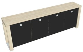 Nízka skriňa Verno+ 260 x 46 x 90 cm, sklenené dvere, agát / čierna
