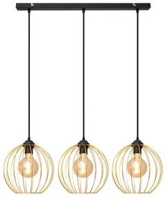 Luster na lanku MERCURE 3xE27/15W/230V zlatá/čierna