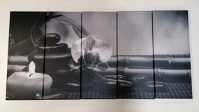 5-dielny obraz Feng Shui zátišie v čiernobielom prevedení - 200x100