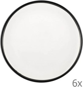 Sada 6 bielych porcelánových dezertných tanierov Mia Halos Black, ⌀ 19 cm