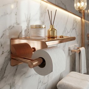 Rea Modern, držiak na toaletný papier s poličkou 6613, medená matná, REA-98055