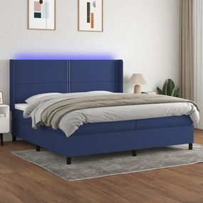 Posteľ boxsping s matracom a LED modrá 200x200 cm látka 3138267