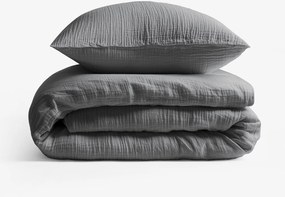 Goldea mušelínové posteľné obliečky – antracitové 240 x 220 a 2ks 70 x 90 cm