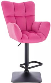 LuxuryForm DESIGN Barové kreslo AURORA VELUR na čiernej hranatej podstave - tmavo ružové