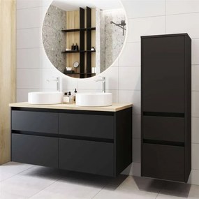Mereo, Opto, kúpeľňová skrinka s keramickým umývadlom 121x46x60 cm, čierna, MER-CN943