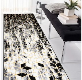 Koberec / Behúň GLOSS 409A 82 glamour, art deco čierny / sivý / zlatý